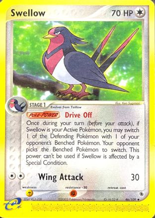Swellow 046/109  - Reverse Holofoil Ruby and Sapphire - Uncommon