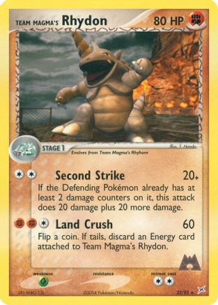 Team Magma's Rhydon 022/95  - Reverse Holofoil Team Magma vs Team Aqua - Rare