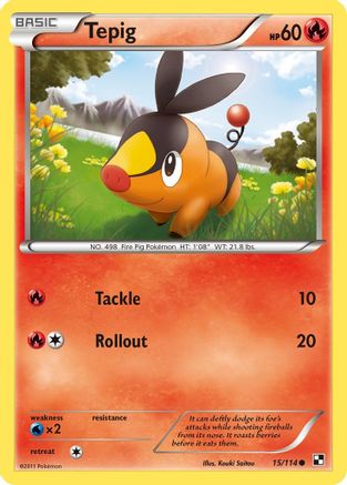 Tepig (15) 015/114  - Reverse Holofoil Black and White - Common