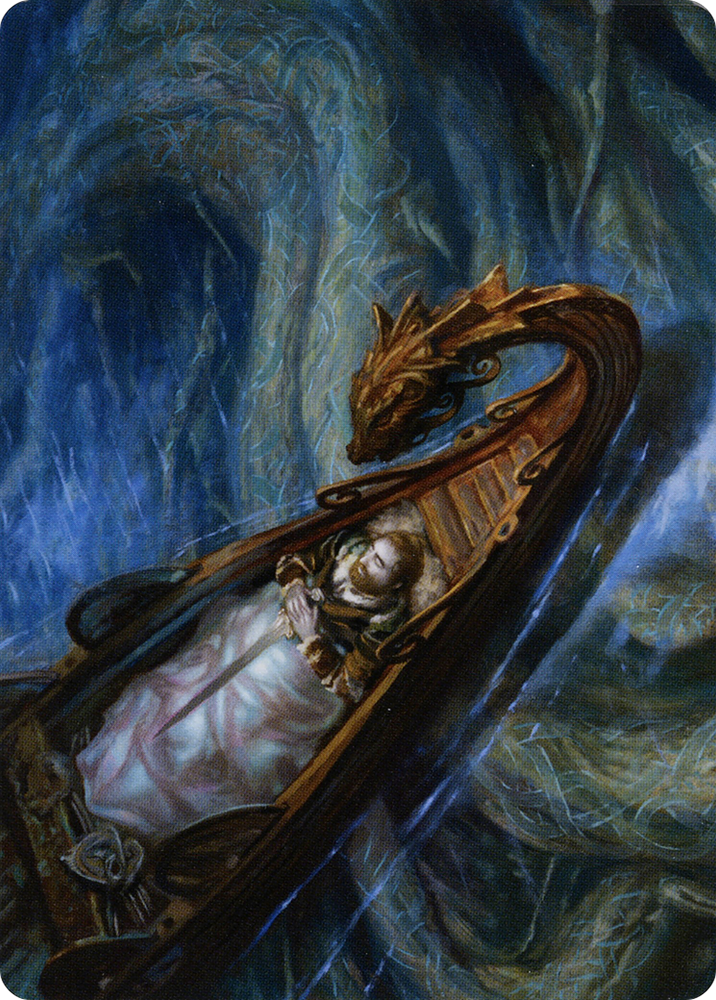 Funeral Longboat // Funeral Longboat (AKHM-068) - Kaldheim Art Series (Borderless) Foil
