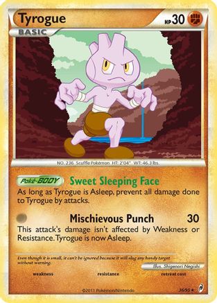 Tyrogue 036  - Reverse Holofoil Call of Legends - Rare