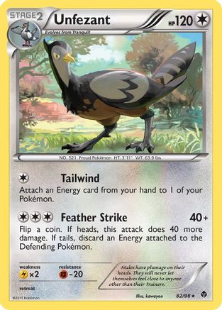 Unfezant 082  - Reverse Holofoil Emerging Powers - Rare