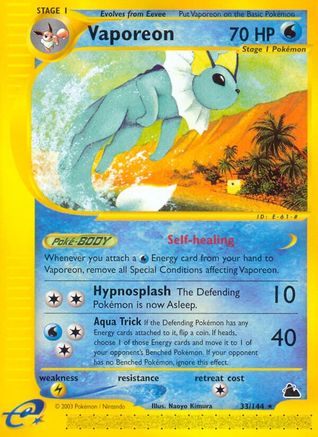 Vaporeon 033  - Reverse Holofoil Skyridge - Rare
