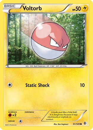 Voltorb 051  - Reverse Holofoil Boundaries Crossed - Common