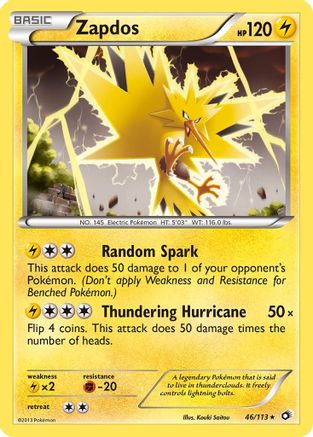 Zapdos 046/113  - Reverse Holofoil Legendary Treasures - Holo Rare