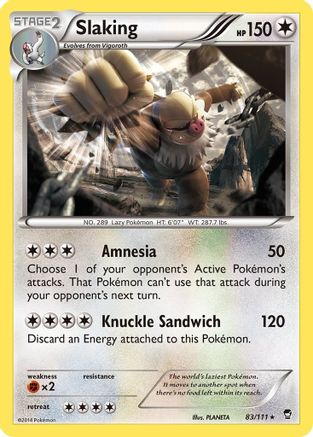 Slaking 083/111  - Reverse Holofoil XY  Furious Fists - Holo Rare