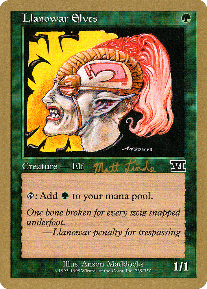 Llanowar Elves - 1999 Matt Linde (6ED) (WCD-ML239) - World Championship Decks 1999