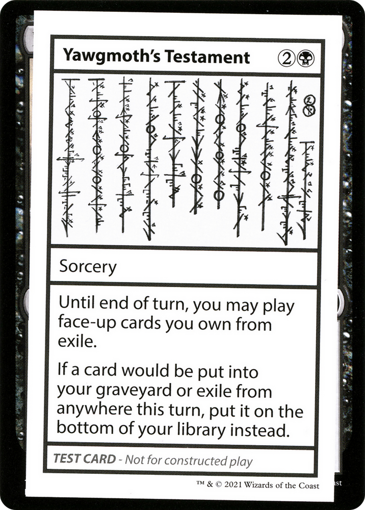 Yawgmoth's Testament (No PW Symbol) (CMB1-052) - Mystery Booster Playtest Cards 2021