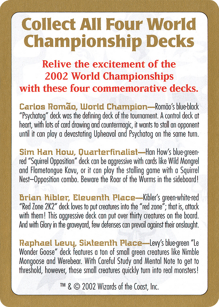 2002 World Championships Ad (WCD-) - World Championship Decks 2002