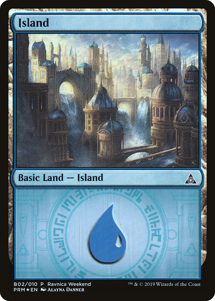 Island - Azorius (B02) (LARP-B02) - RNA Ravnica Weekend Foil