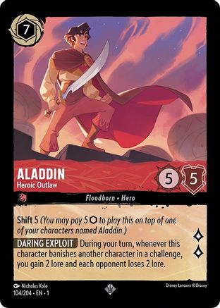 Aladdin Heroic Outlaw Disney Lorcana trading card