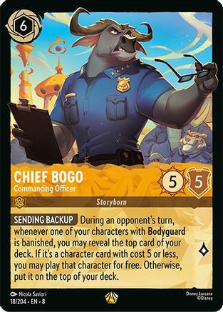 Chief Bogo Commanding Officer Disney Lorcana trading card