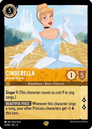 Cinderella Melody Weaver Disney Lorcana trading card