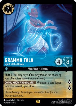 Gramma Tala Spirit of the Ocean Disney Lorcana trading card