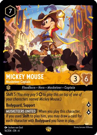 Mickey Mouse Musketeer Captain Disney Lorcana trading card