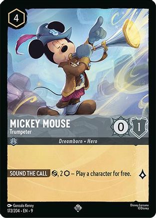 Mickey Mouse Trumpeter Disney Lorcana trading card
