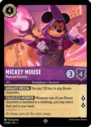 Mickey Mouse Wayward Sorcerer Disney Lorcana trading card