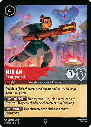 Mulan Charging Ahead Disney Lorcana trading card