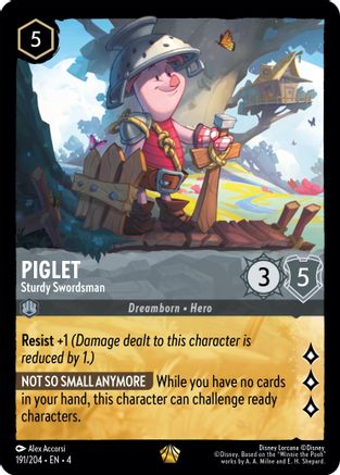Piglet Sturdy Sowrdsman Disney Lorcana trading card