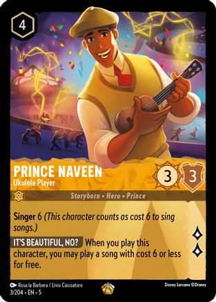Prince Naveen Ukulele Player Disney Lorcana trading card