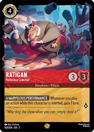 Ratigan Nefaious Criminal Disney Lorcana trading card