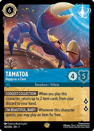 Tamatoa Happy as a Clam Disney Lorcana trading card