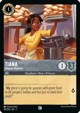 Tiana Diligent Waitress Disney Lorcana trading card