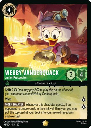Weeby Vanderquack Junior Prospector Disney Lorcana trading card
