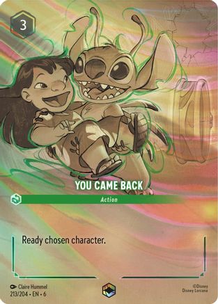 You Came Back Disney Lorcana trading card