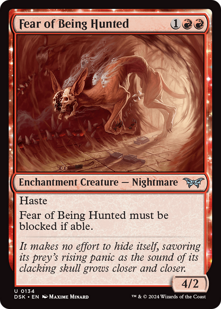 Fear of Being Hunted (DSK-134) - Duskmourn: House of Horror: (enchantment) Foil
