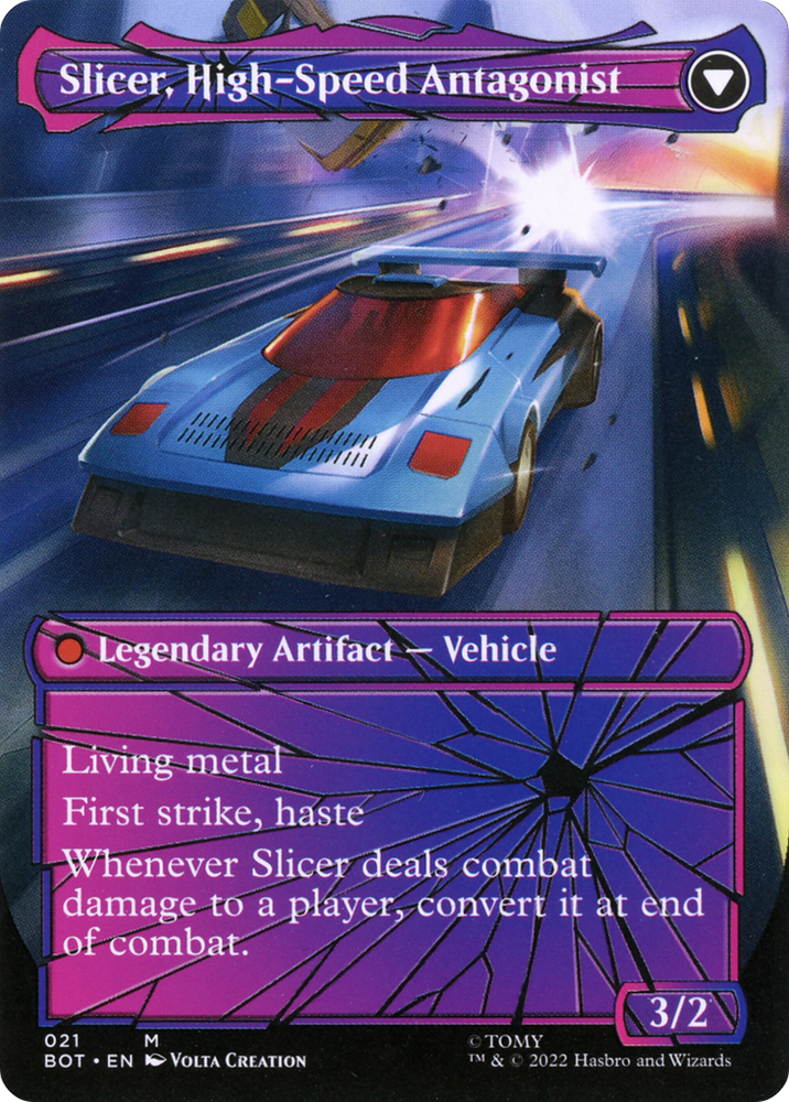Slicer, Hired Muscle (Shattered Glass) (BOT-021) - Transformers: (shatteredglass, convertdfc) (Borderless)