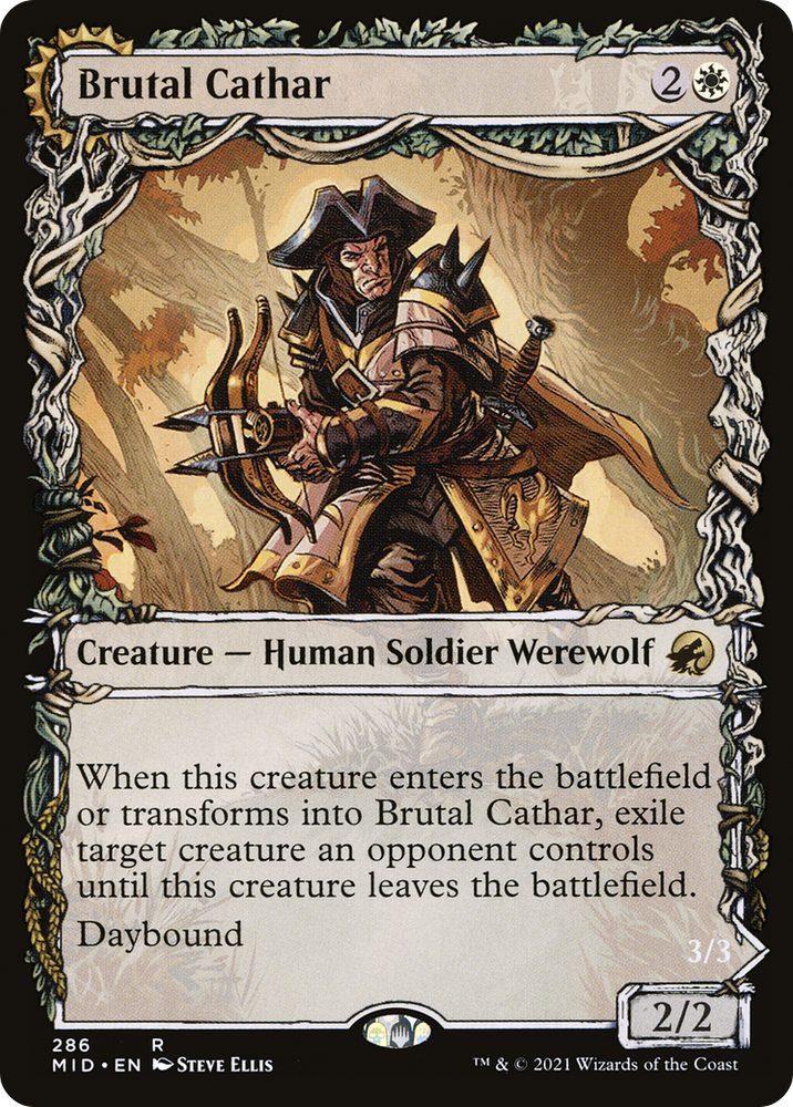 Brutal Cathar (Showcase) (MID-286) - Innistrad: Midnight Hunt: (Showcase, Double Faced Transform) Foil