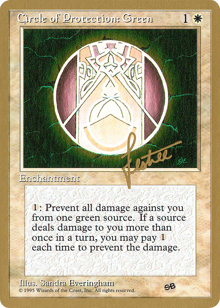 Circle of Protection: Green - 1996 Bertrand Lestree (4ED) (SB) (WCD-) - Pro Tour Collector Set