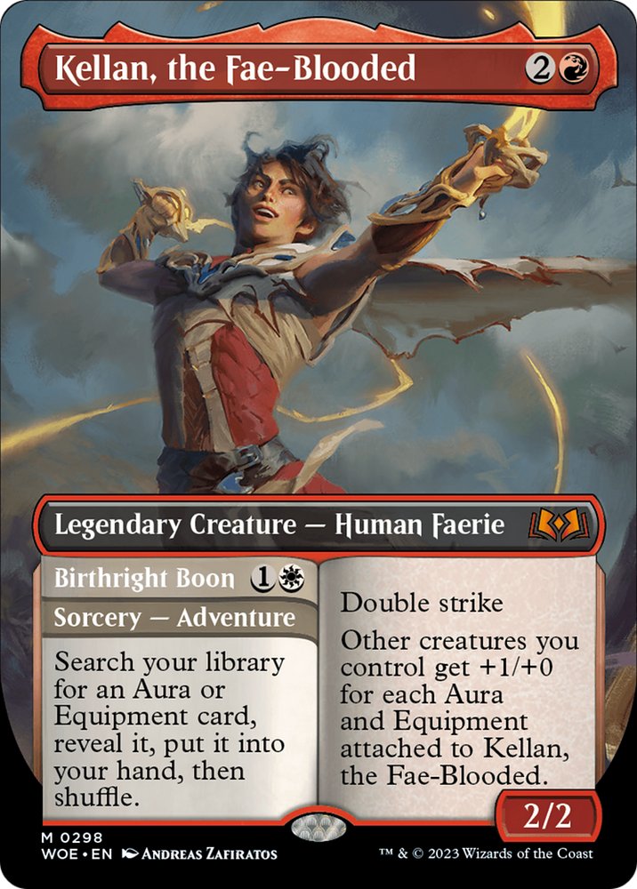 Kellan, the Fae-Blooded (Borderless) (WOE-298) - Wilds of Eldraine (Borderless) Foil