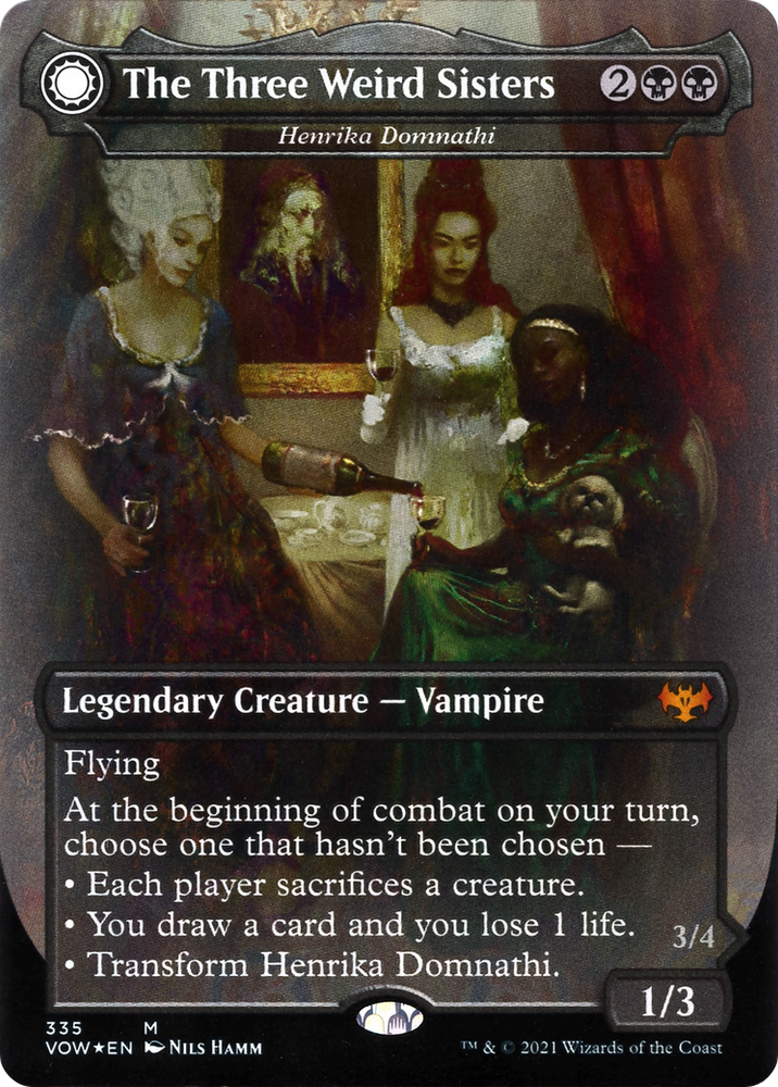 The Three Weird Sisters - Henrika Domnathi (VOW-335) - Innistrad: Crimson Vow: (Double Faced Transform) (Borderless)