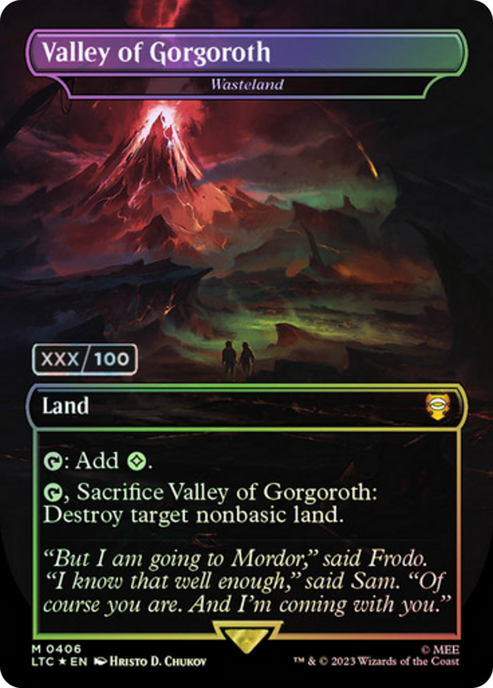 Valley of Gorgoroth - Wasteland (Serial Numbered) (LTC-406Z) - Tales of Middle-earth Commander / Valley of Gorgoroth (Borderless) Foil