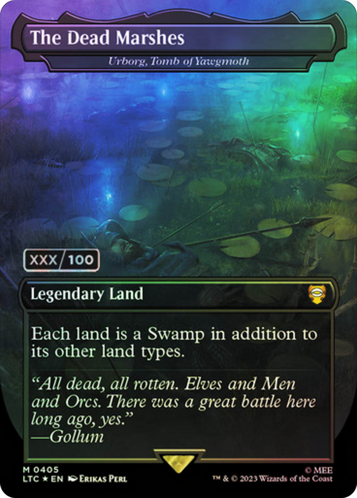 The Dead Marshes - Urborg, Tomb of Yawgmoth (Serial Numbered) (LTC-405Z) - Tales of Middle-earth Commander / The Dead Marshes (Borderless) Foil