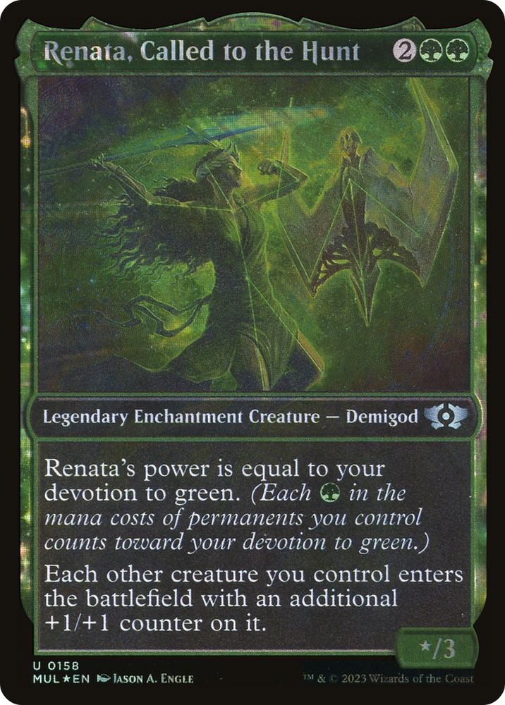 Renata, Called to the Hunt (Halo Foil) (MUL-158) - Multiverse Legends: (Showcase, enchantment) Foil