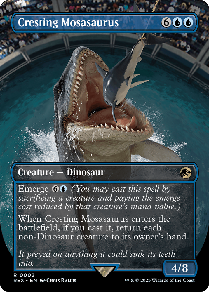 Cresting Mosasaurus (Borderless) (REX-002) - Jurassic World Collection (Borderless) Foil