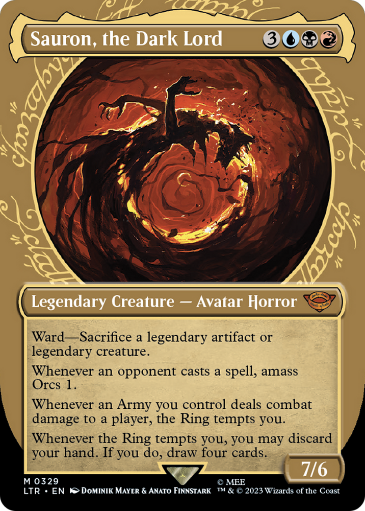 Sauron, the Dark Lord (Showcase) (LTR-329) - The Lord of the Rings: Tales of Middle-earth: (Showcase) (Borderless) Foil
