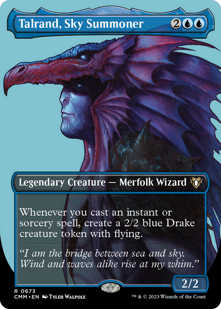 Talrand, Sky Summoner (Borderless) (CMM-673) - Commander Masters (Borderless)