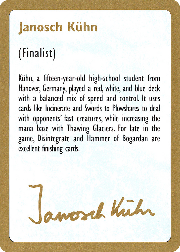 Janosch Kühn Bio (1997) (WCD-) - World Championship Decks 1997