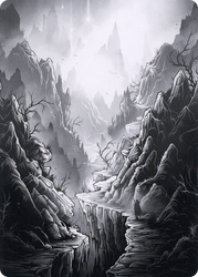 Mountain // Mountain (AMID-079) - Midnight Hunt Art Series (Borderless) Foil
