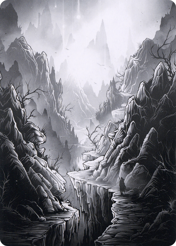 Mountain // Mountain (AMID-079) - Midnight Hunt Art Series (Borderless) Foil