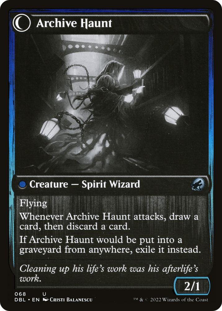 Overwhelmed Archivist (DBL-068) - Innistrad: Double Feature: (Double Faced Transform) Foil
