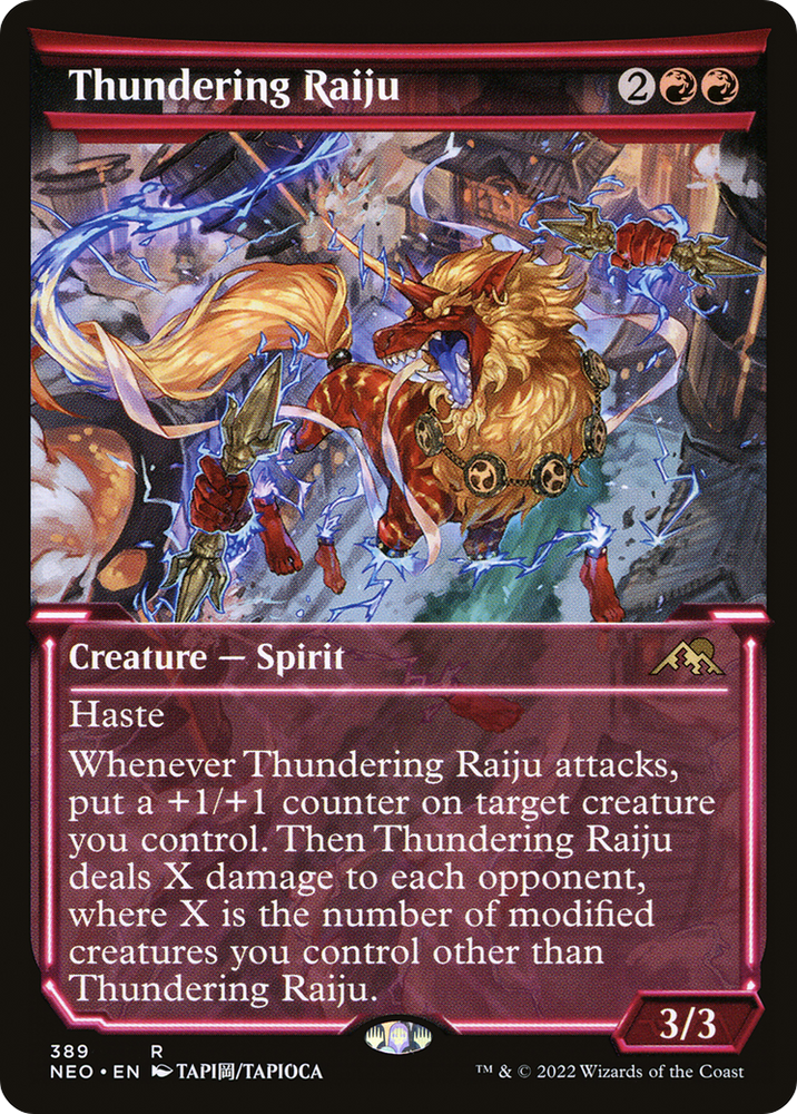 Thundering Raiju (Showcase) (NEO-389) - Kamigawa: Neon Dynasty: (Showcase)