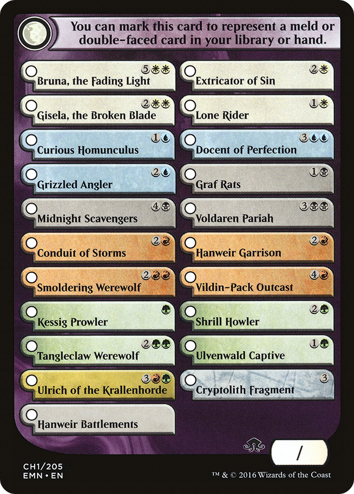 Checklist Card - Eldritch Moon (EMN-001) - Eldritch Moon Tokens