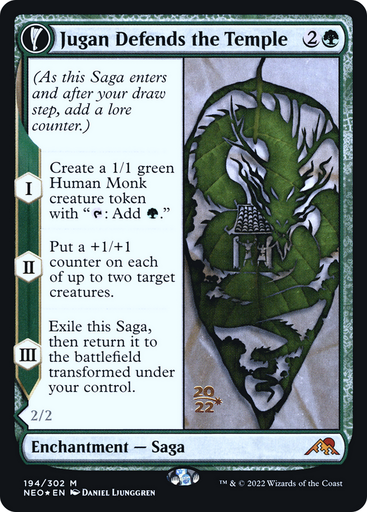Jugan Defends the Temple (PRE-194S) - Kamigawa: Neon Dynasty Promos: (fandfc, enchantment) Foil