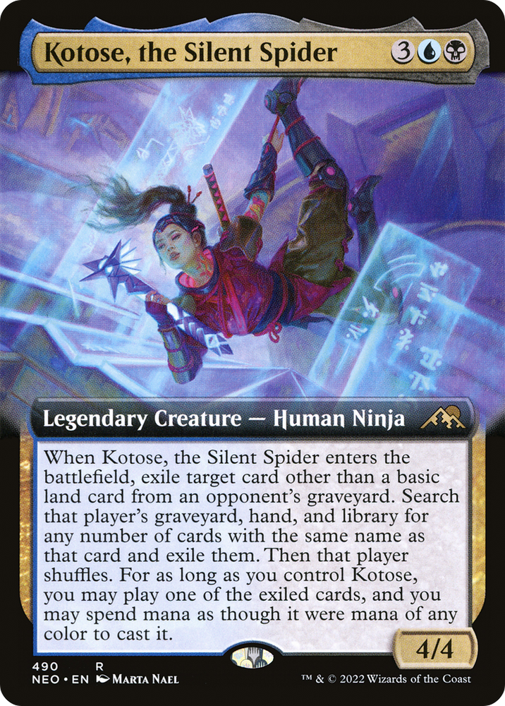 Kotose, the Silent Spider (Extended Art) (NEO-490) - Kamigawa: Neon Dynasty: (Extended Art) Foil