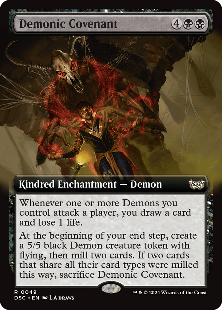 Demonic Covenant (DSC-049) - Duskmourn: House of Horror Commander: (Extended Art)